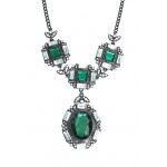 Iced Emerald Stone Glam Statement Necklace
